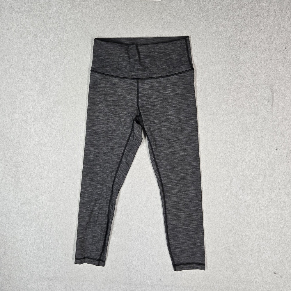 Luluelmon Women Activewear Pants 8 Gray Leggings Cropped Mid Rise 24" Inseam